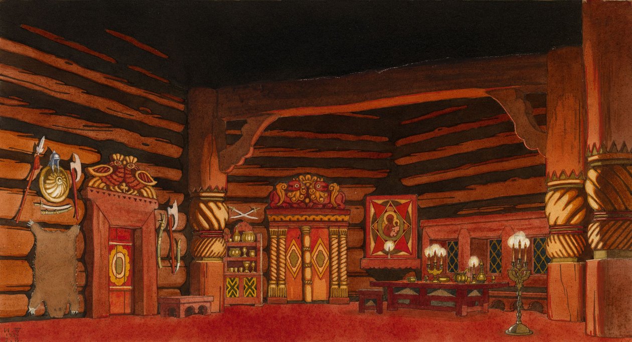 Cenografia para a ópera The Tsars Bride, de N. Rimsky-Korsakov, 1930 de Ivan Yakovlevich Bilibin
