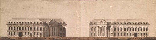 Plano para a praça em frente ao Almirantado, c.1770 (caneta, pincel, tinta e aquarela) de Ivan Yegorovich Starov