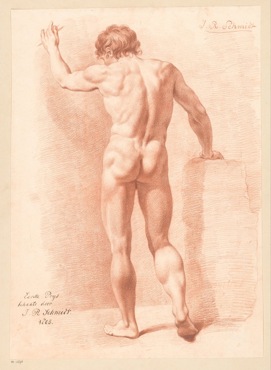 Nu masculino de pé, visto por trás (1º prémio 1805) de Izaak Riewert Schmidt