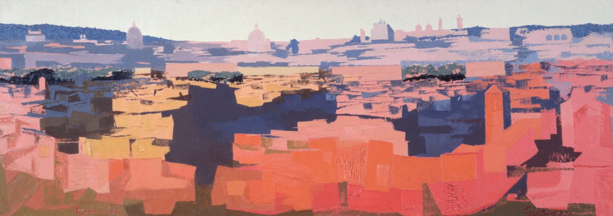 Roma, vista da academia espanhola no Gianicolo, por do sol, 1968 (veja igualmente 213353 & 213357) de Izabella Godlewska de Aranda