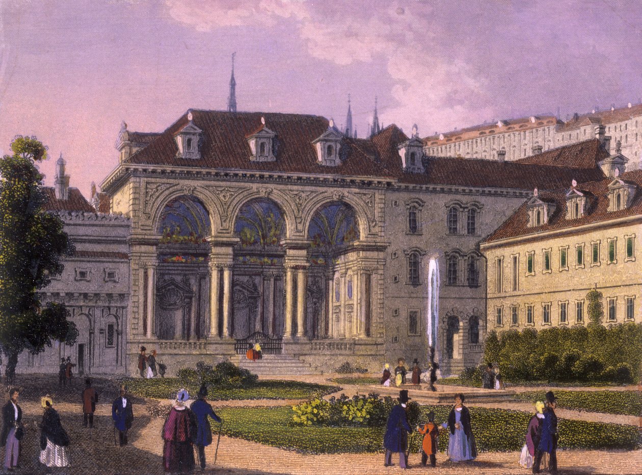 Jardim Wallenstein, Praga, 1847 (gravura em aço colorido) de J. and Felsing, J. Koruna