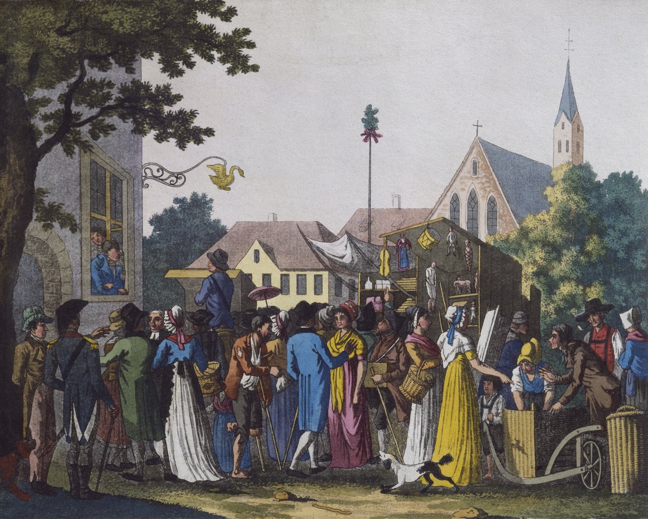 Mercado, 1810 (gravura a cores) de J. B. Wunder