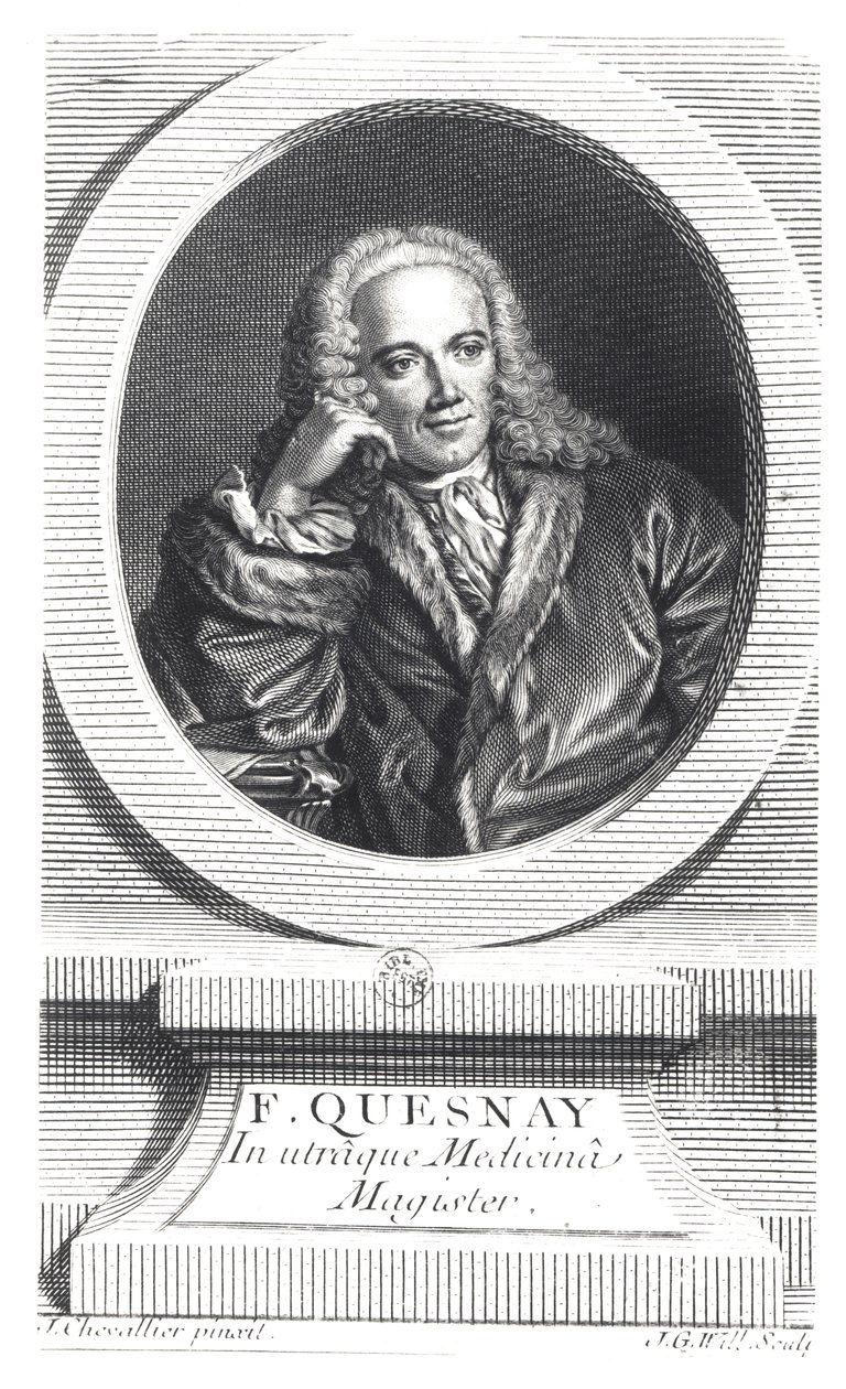 Retrato de Francois Quesnay (1694-1774) gravado por Johan Georg Wille (1715-1808) de J. Chevallier