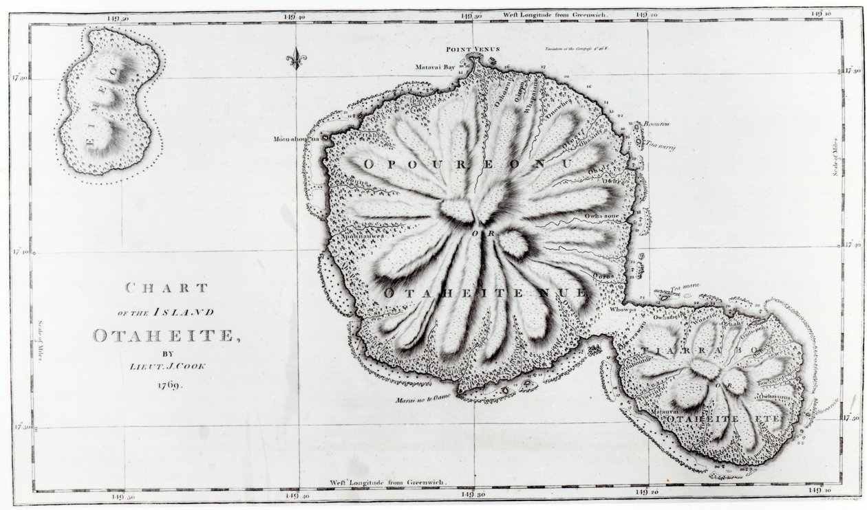 Carta da Ilha Otaheite, 1769 de J. Cook
