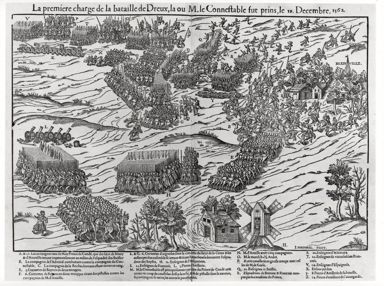 A Batalha de Dreux, 19 de dezembro de 1562 de J. J. and Tortorel, J. Perrissin