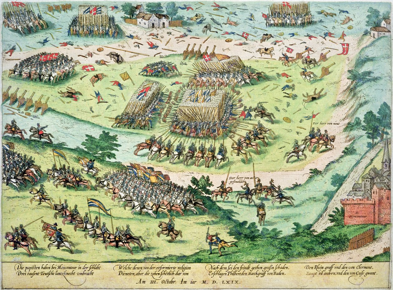 A Batalha de Moncontour, 3 de outubro de 1569 de J. J. and Tortorel, J. Perrissin