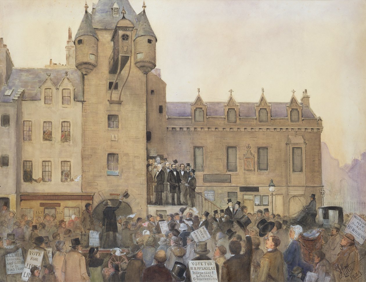Antes da cédula de votação, Canongate Tolbooth, Edimburgo, 1884 de J. Little