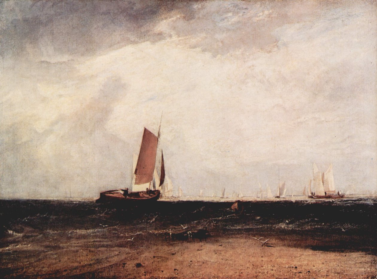 Pescar em Blythe-sand, a maré se instala de Joseph Mallord William Turner