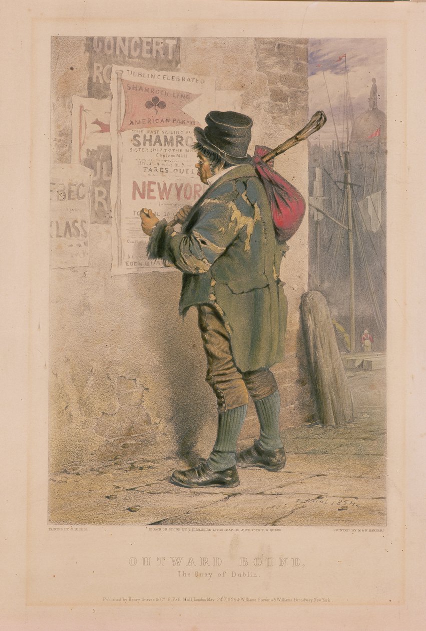 Outward Bound, o cais de Dublin, gravado por TH Maguire, 1854 (ver 189921) de J Nicol