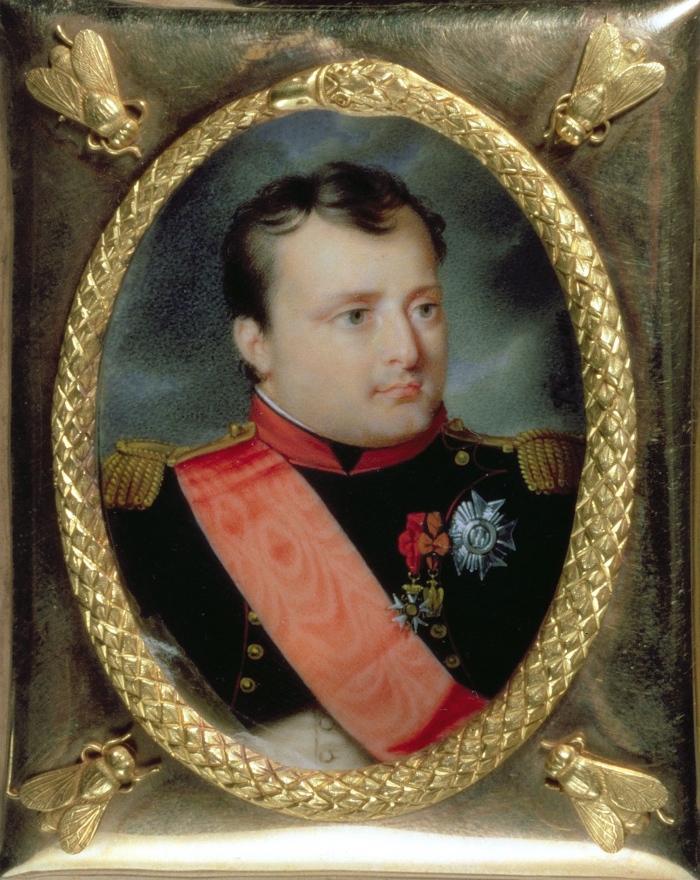 Miniatura de retrato de Napoleão Bonaparte, 1815 (wc em marfim) de J. Parent