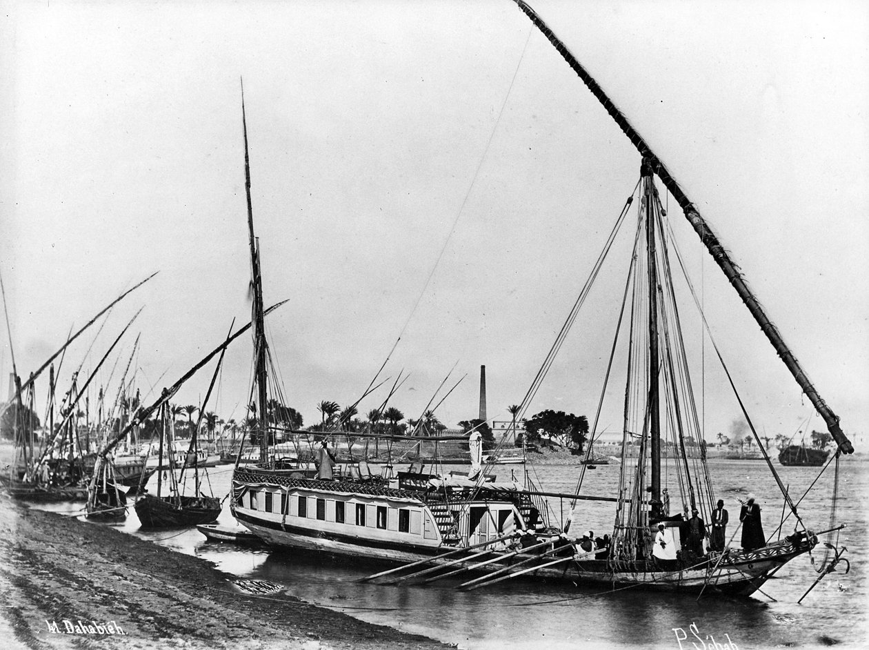 Dahabiya no Nilo, c.1873-86 de J. Pascal Sebah