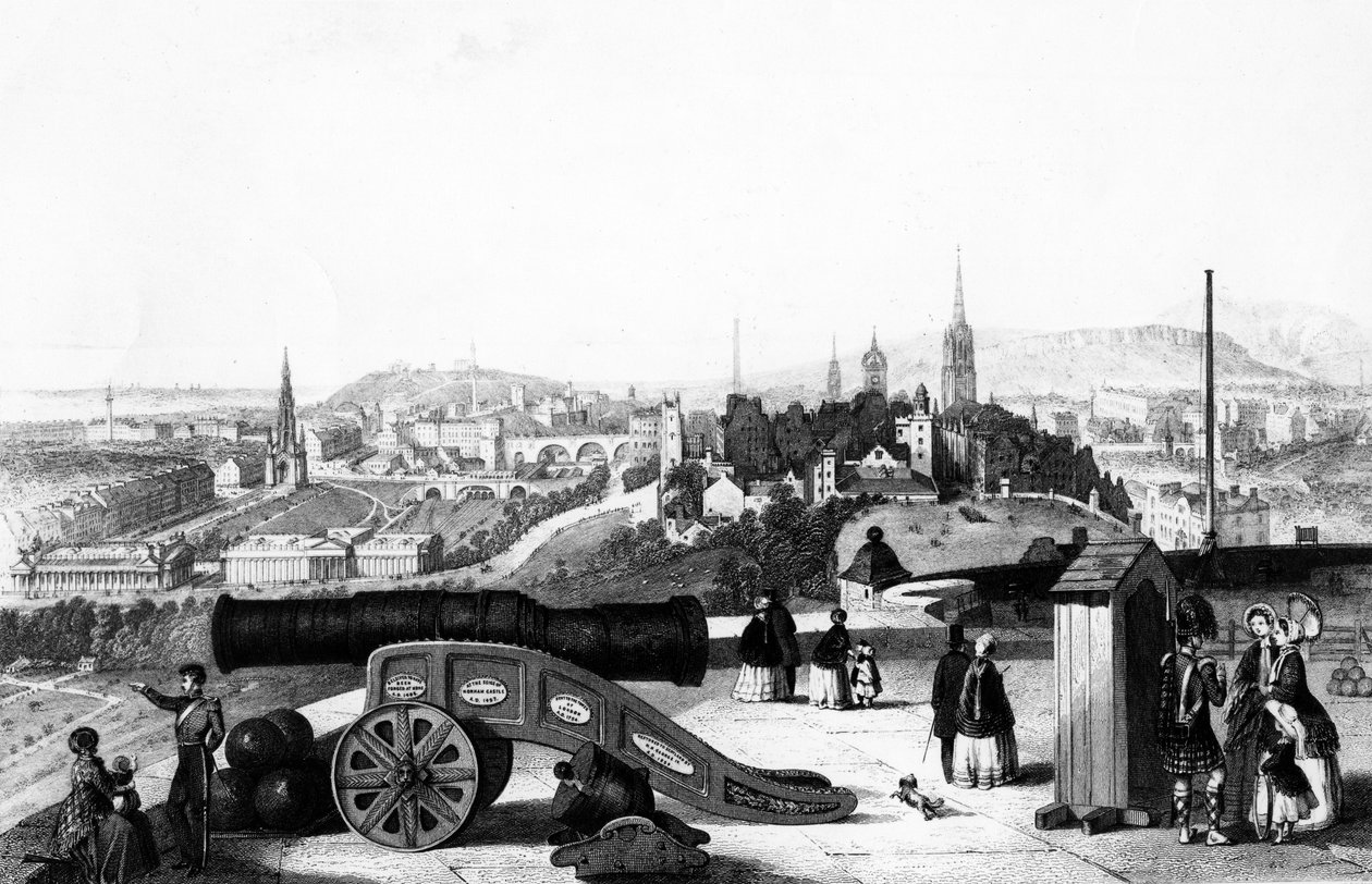 Edimburgo do castelo, gravado por Thomas Brown de John Ramage