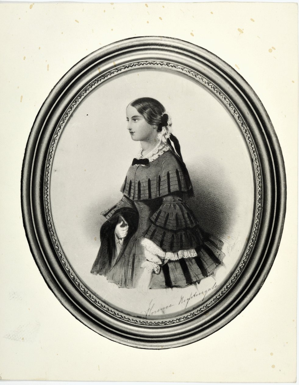 Retrato de Florence Nightingale, c.1840 (miniatura) (foto bw) de J. Rawlins
