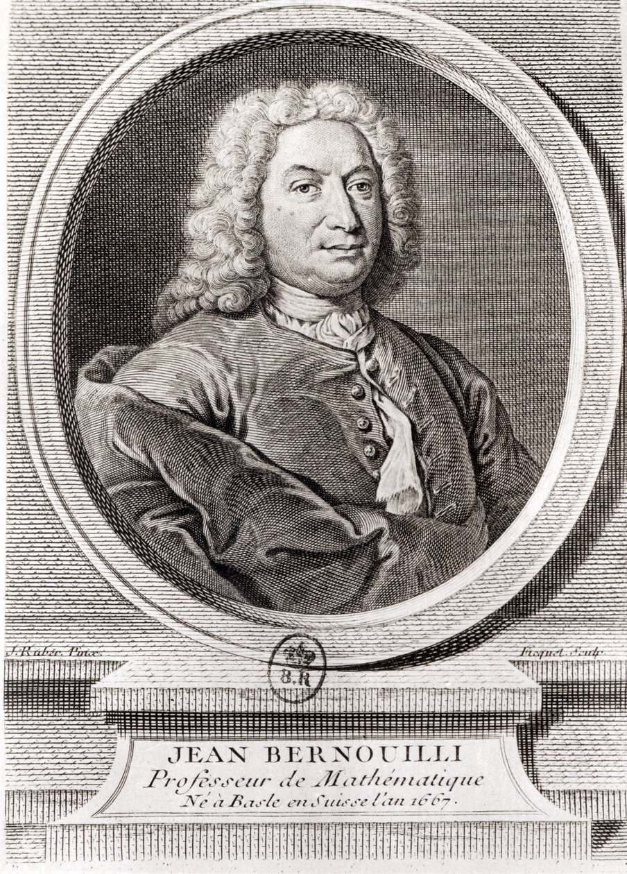 Retrato de Jean Bernoulli (1667-1748) gravado por Etienne Ficquet (1719-94) (foto do bw) de J. Ruber