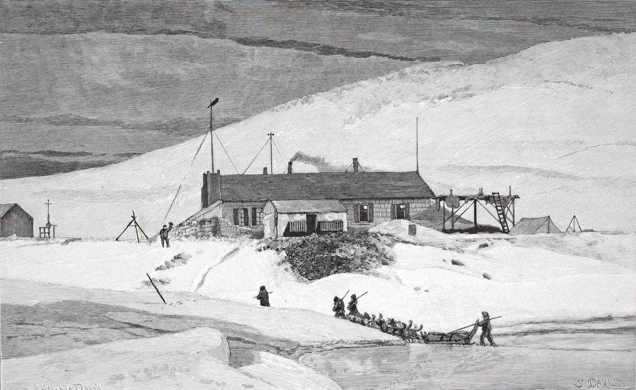 Fort Conger, Frinnell Land, 20 de maio de 1883, pub. Londres 1886 de J. Steeple Davis