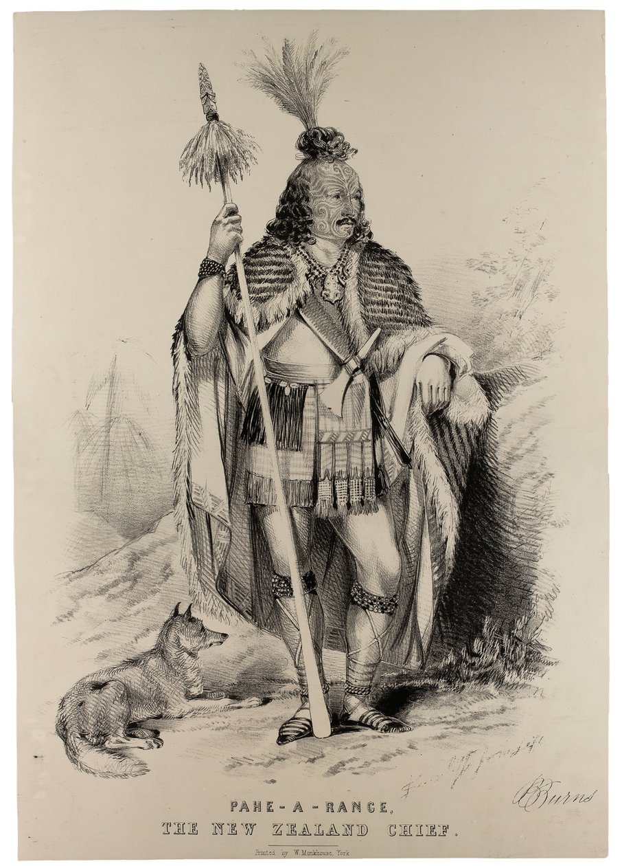 Pahe-A-Range, o chefe da Nova Zelândia, c.1844 de J. Sutcliffe