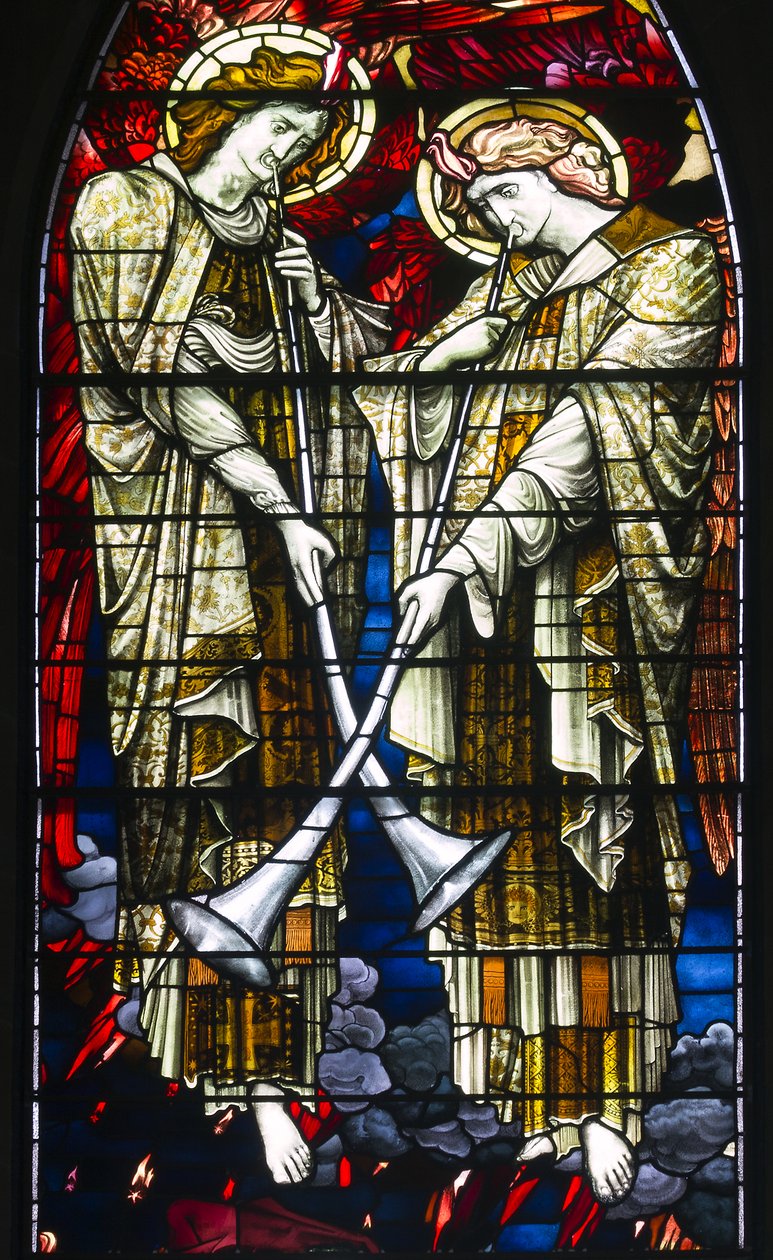 Jesmond, St George, Gateshead vitral Co, JW Brown TR Spence, janela do leste, o último julgamento, 1888 de J. W. and Spence Brown