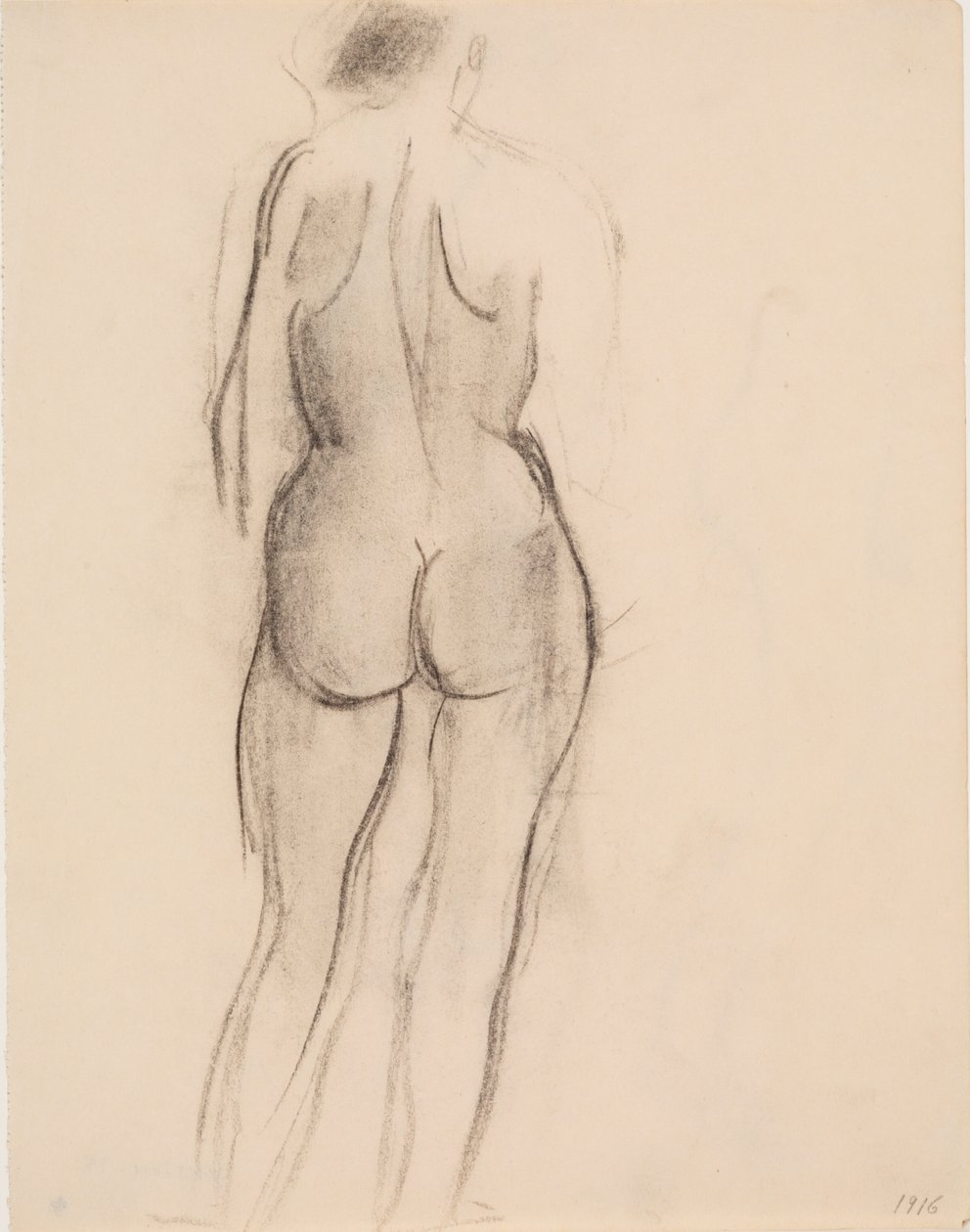 Modelo feminino em pé, visto de costas de J.A. Jerichau