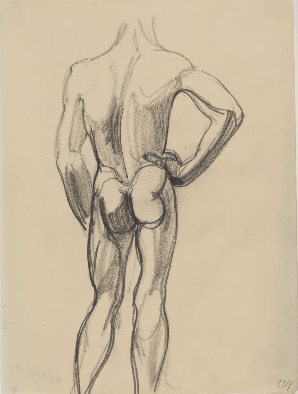 Modelo masculino, visto de costas de J.A. Jerichau