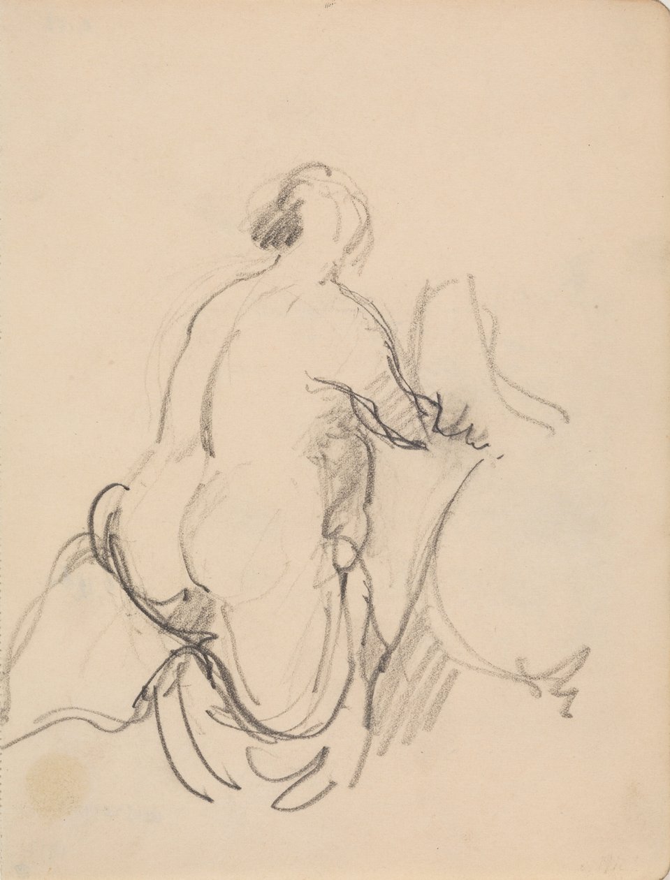 Mulher nua em pé, vista de costas de J.A. Jerichau