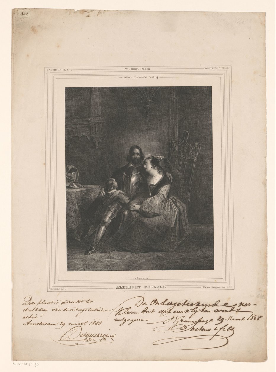Albrecht Beiling diz adeus à mulher e ao filho
Albrecht Beiling (título sobre o objecto) de J.B. Clermans