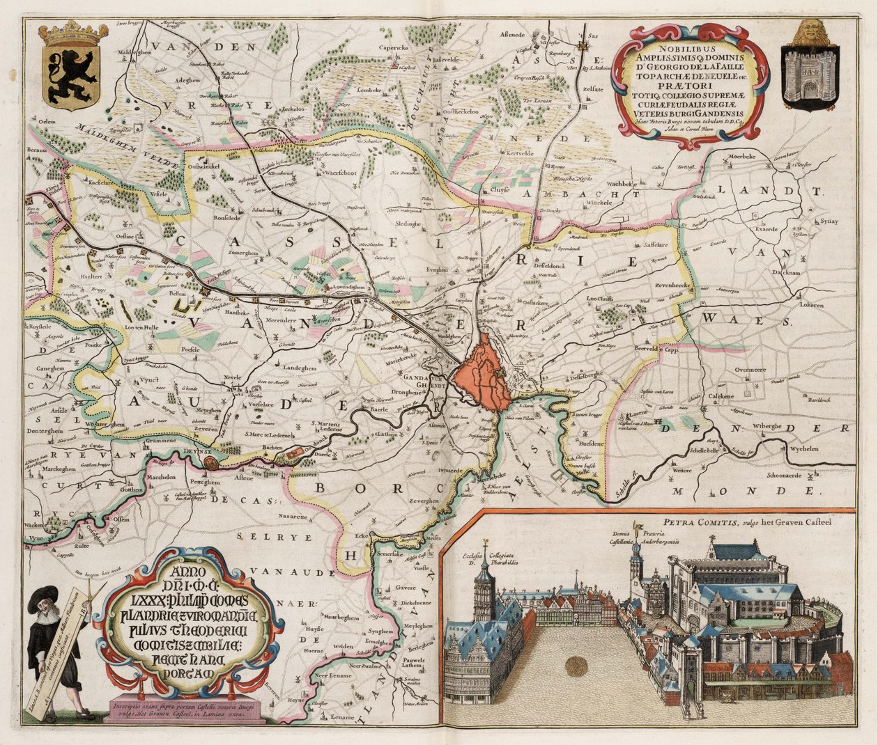 Mapa de Arredores de Ghent, Bélgica de J.Blaeu