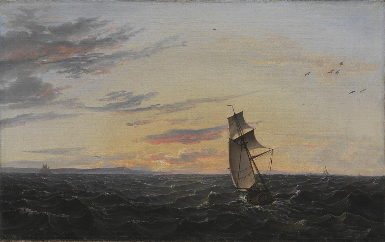 Uma Paisagem Marinha. A costa da ilha de Rügen na luz da noite de Johan Christian Dahl
