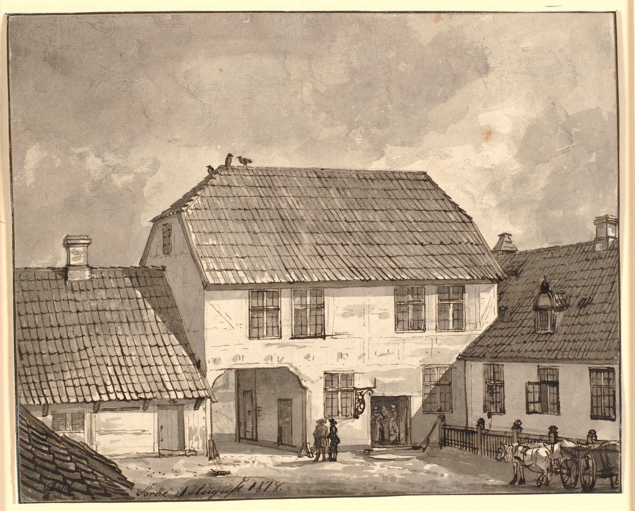 Interior da fazenda de Sorø de Johan Christian Dahl