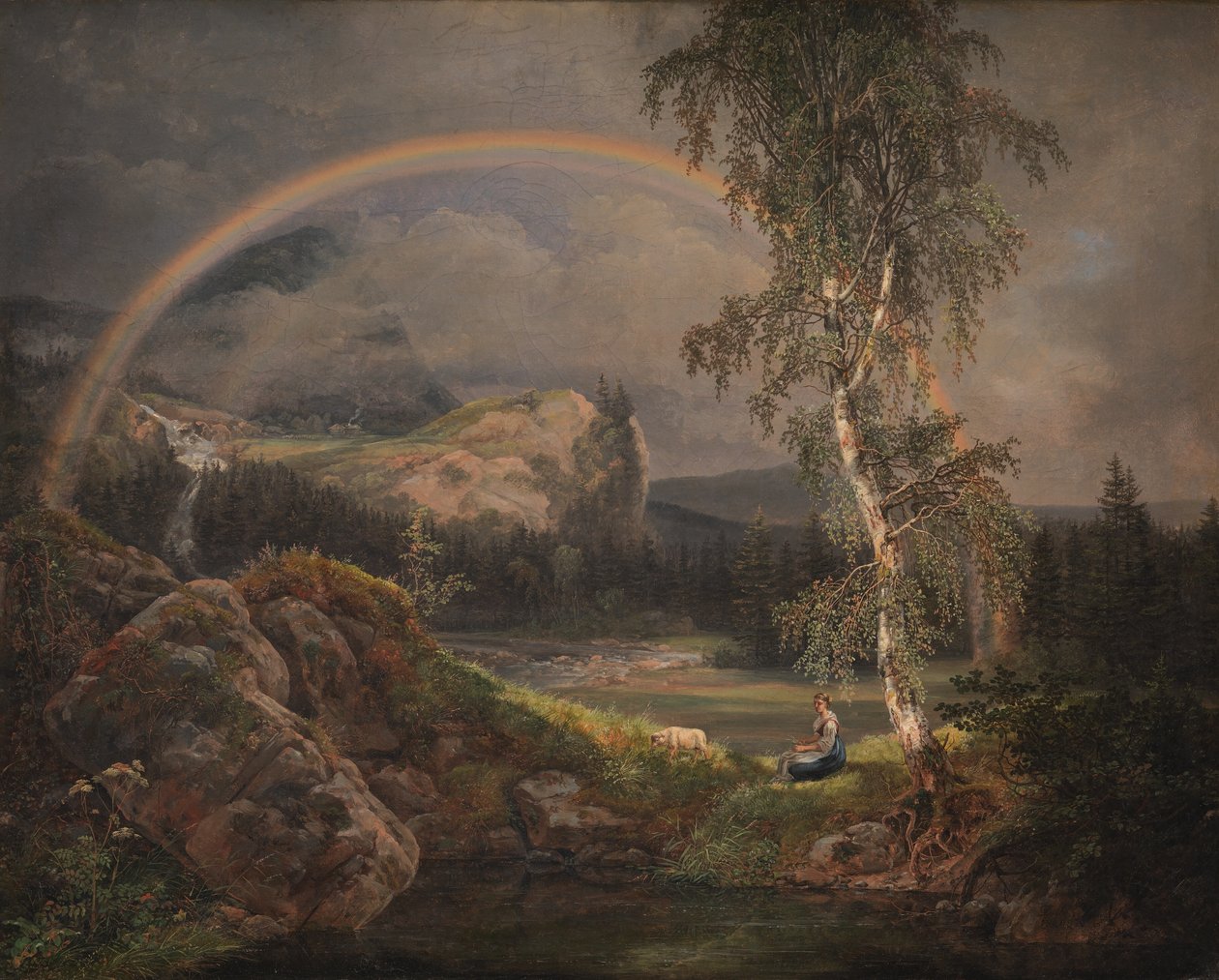 Paisagem norueguesa com arco-íris de Johan Christian Dahl