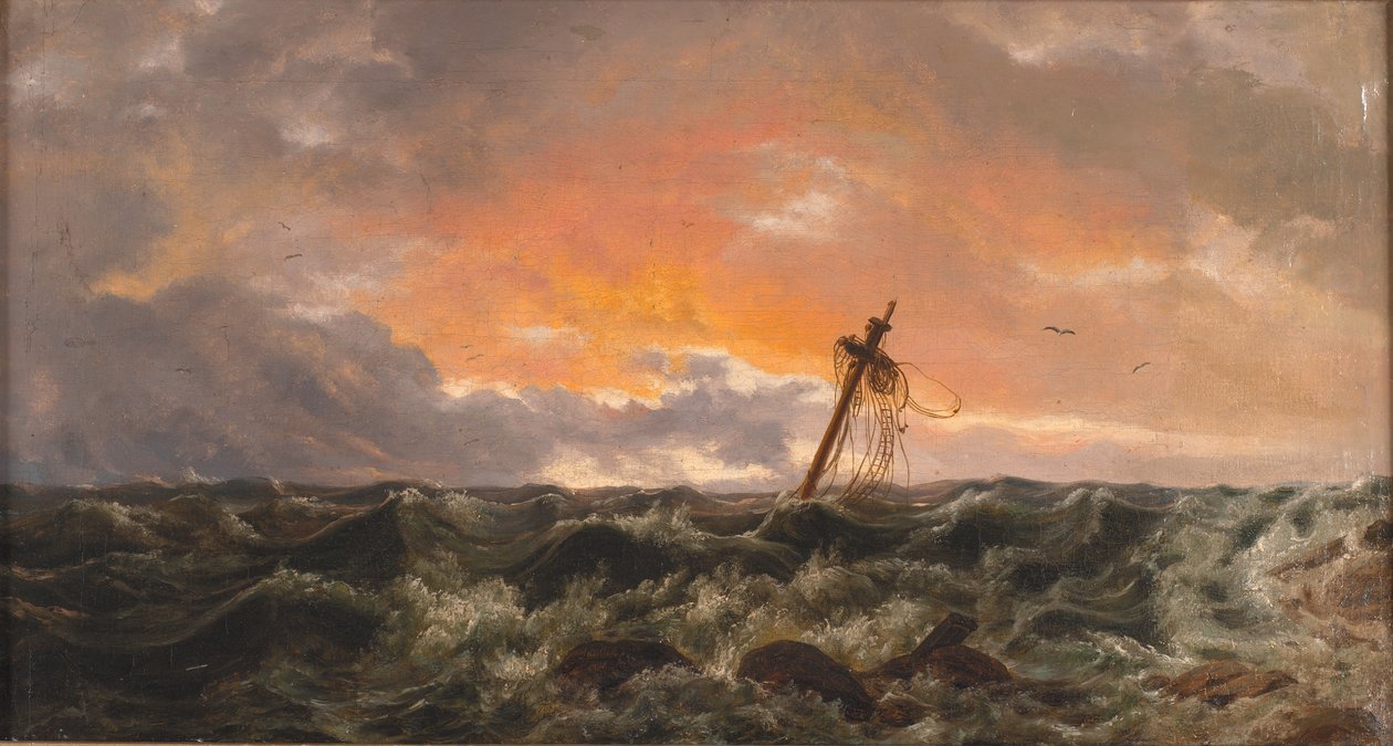 Seascape com um naufrágio de Johan Christian Dahl
