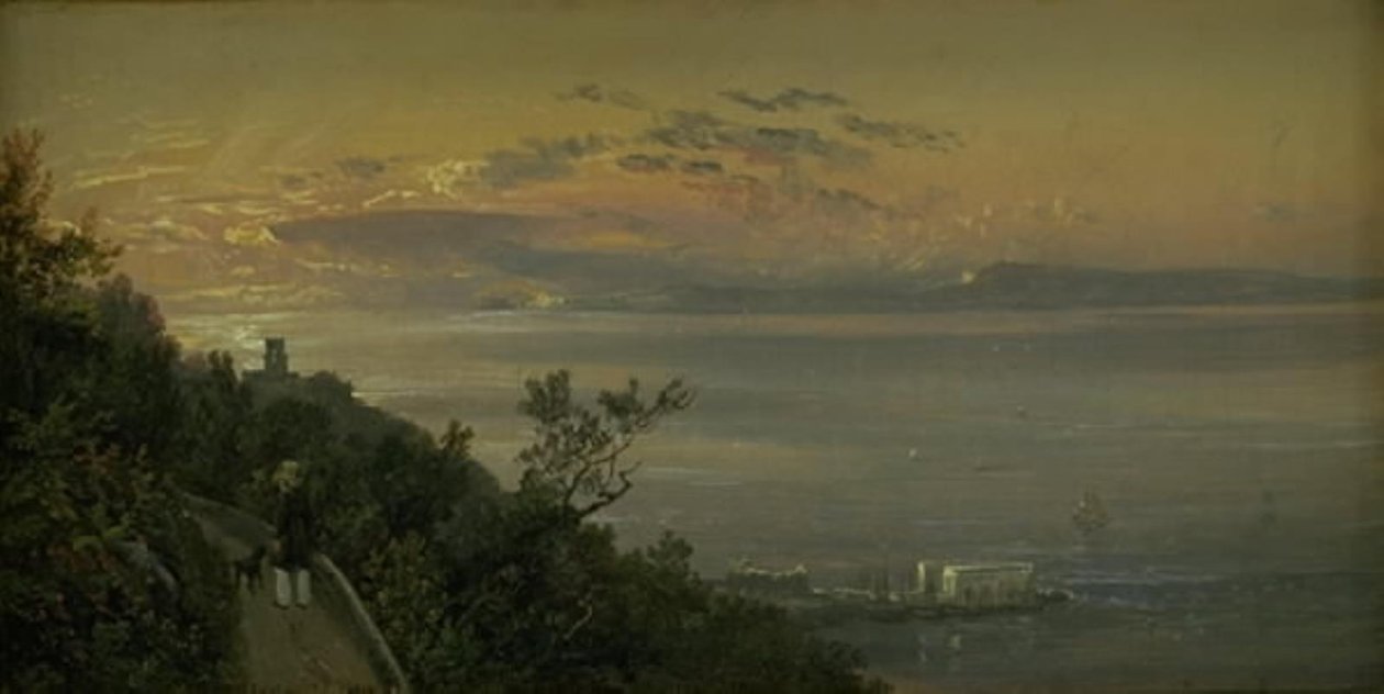 Vista das colinas acima de Castellamare em Nápoles de Johan Christian Dahl