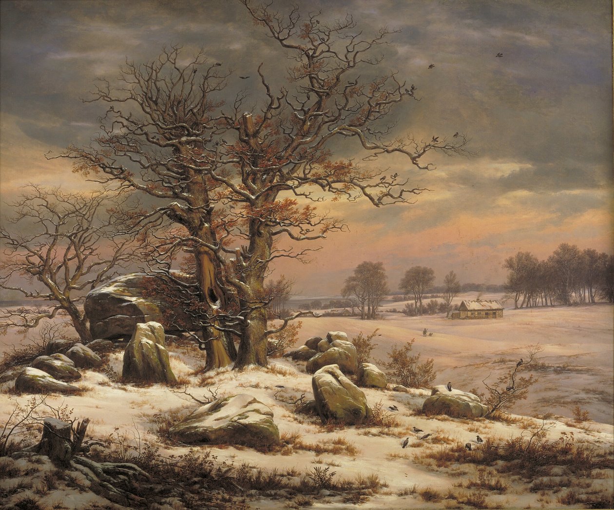 Paisagem de inverno perto de Vordingborg, Dinamarca de Johan Christian Dahl
