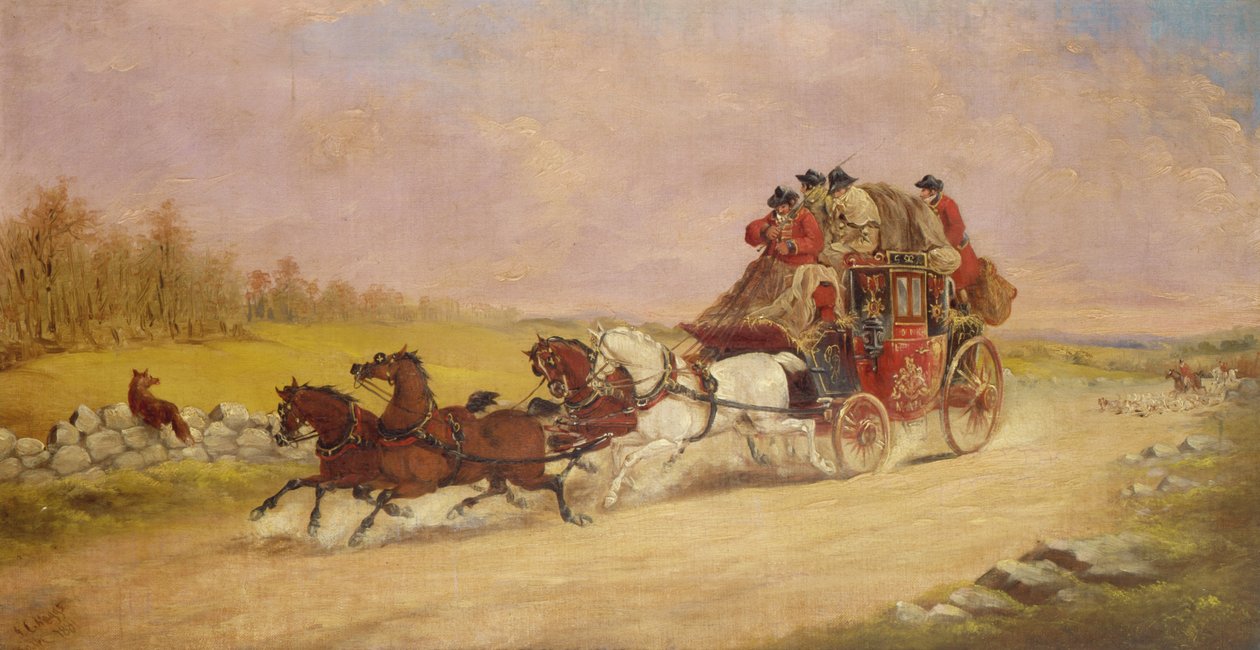 O Treinador Real do Correio entre a Raposa e a Caça, 1881 de J.C. Maggs