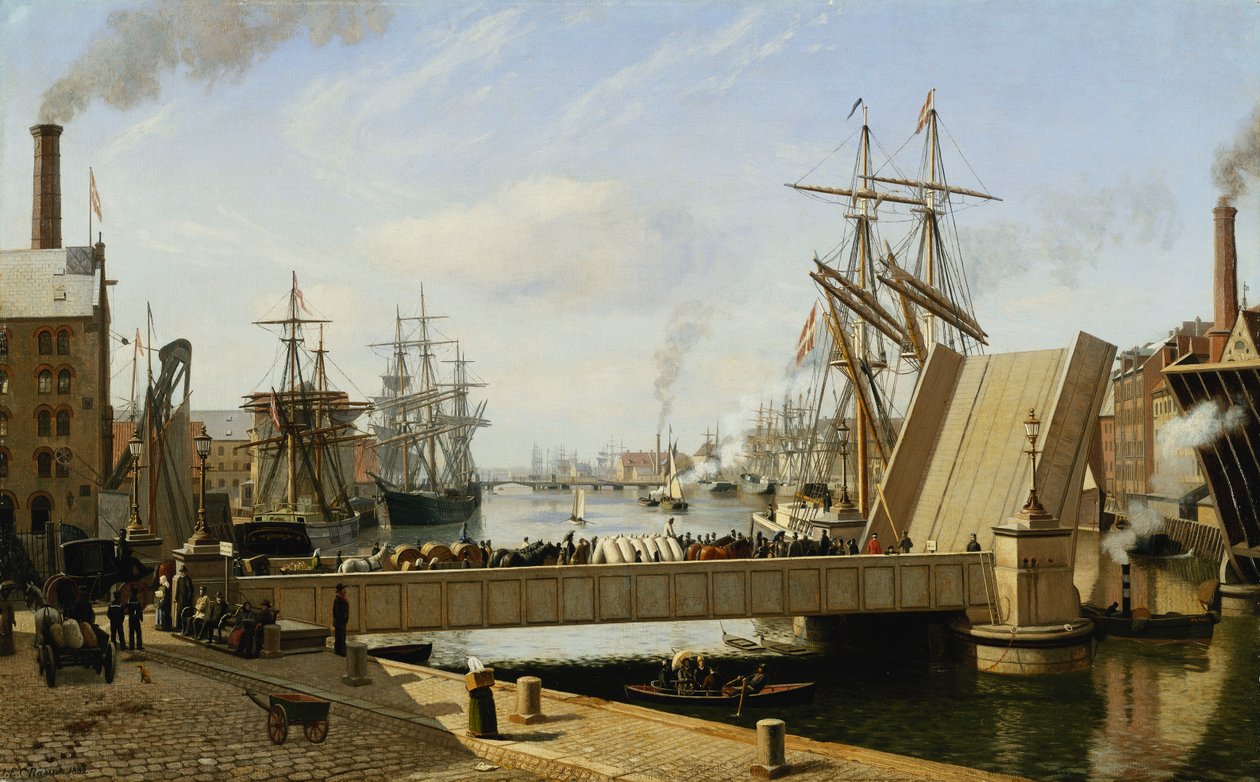 Uma vista de Copenhague com o Knippelsbro, 1882 de J.E. Carl Rasmussen