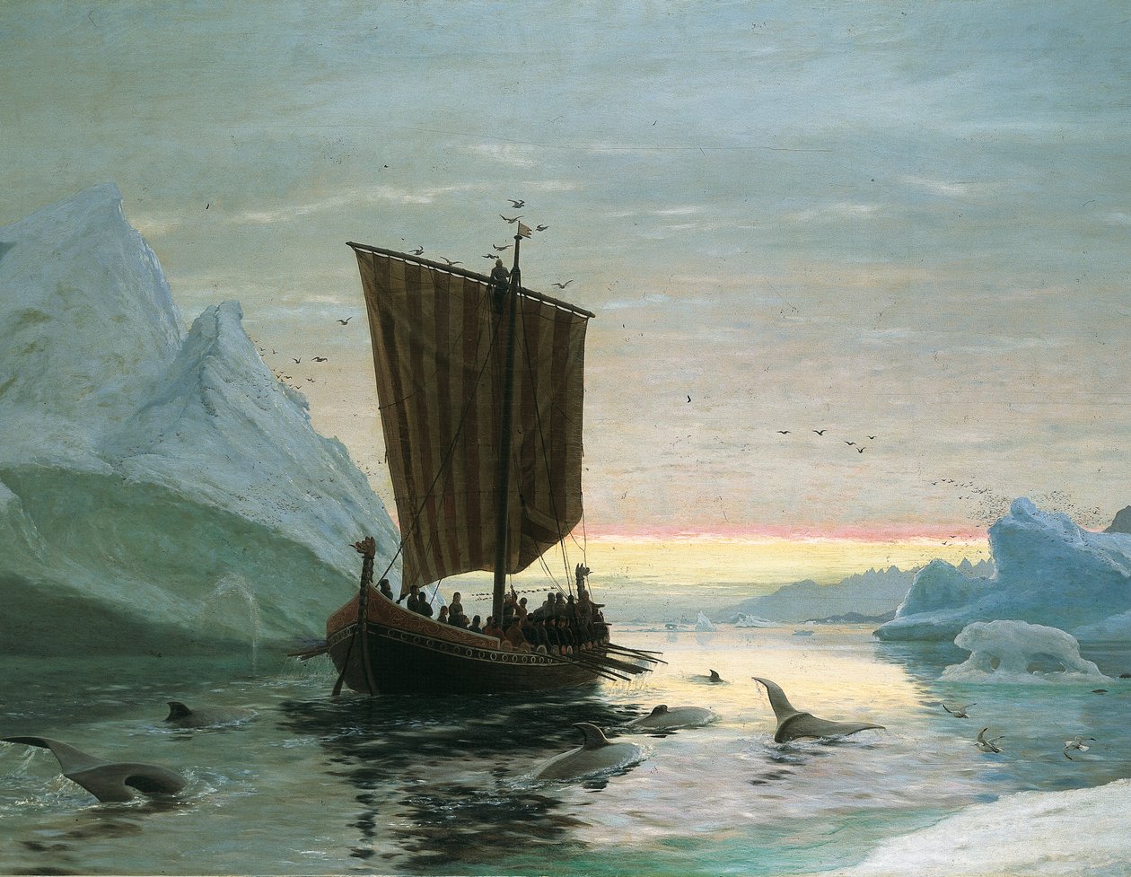 Erik Röde descobre a Groenlândia, 1875 de J.E. Carl Rasmussen
