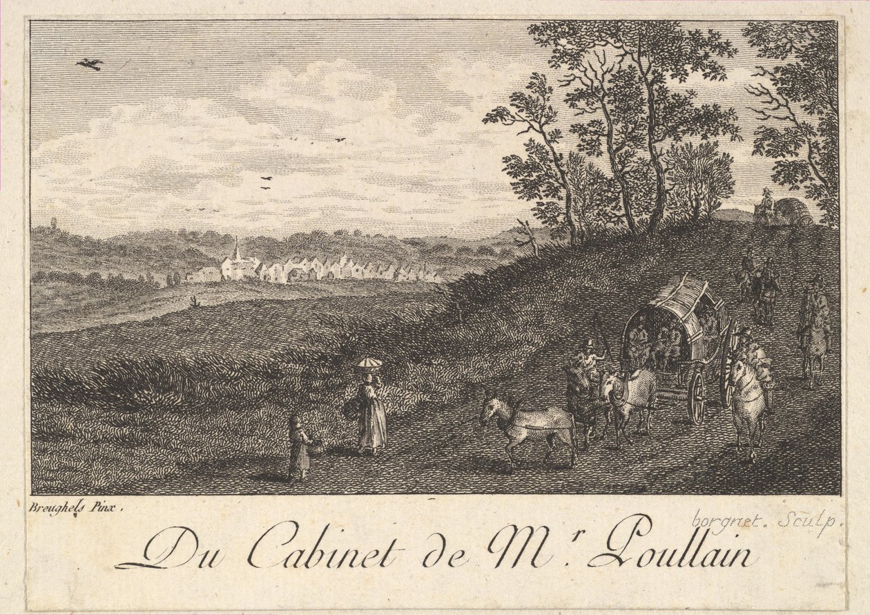 Paisagem com Carrinho após a pintura no gabinete do Sr. Poullain, 1780. de JF Borgnet