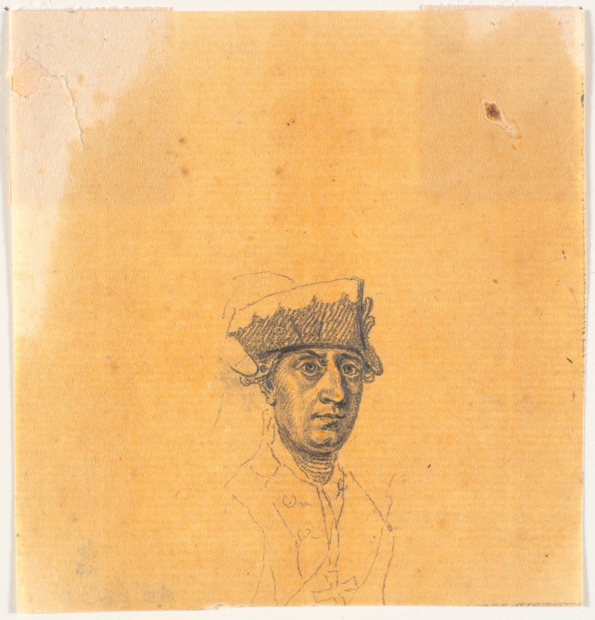 Preparação para uma das cabeças para o stick: Frederik, o Grande, voltando para casa depois de uma revista em Potsdam de J.F. Clemens