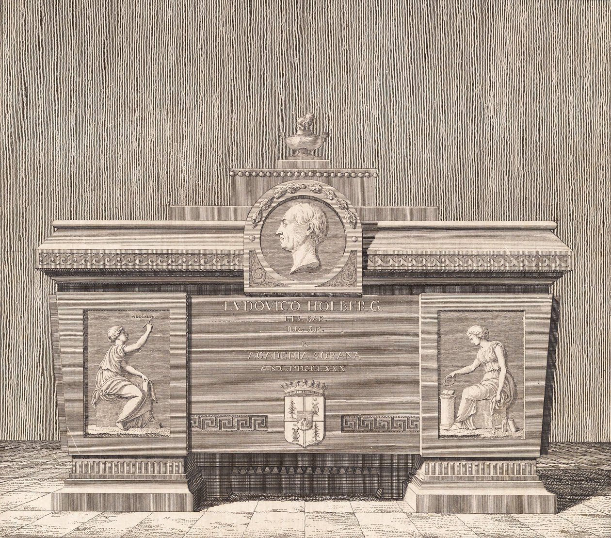 Sarcófago de Ludvig Holberg em Sorø de J.F. Clemens