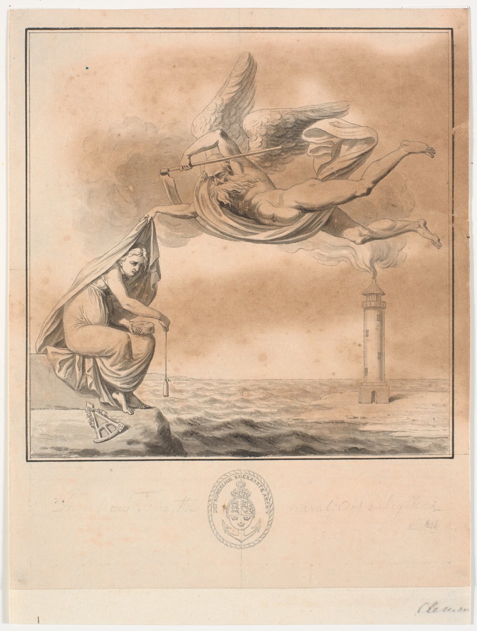 Rascunho de título de cobre para o Guia de P. Løvenørn para a Vela no Kattegatte de J.F. Clemens