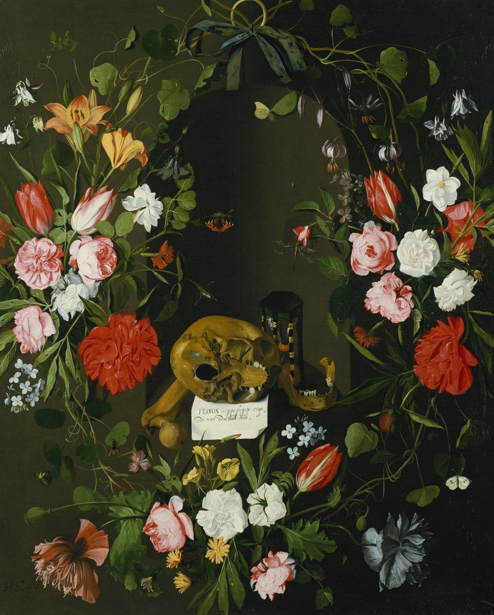 Vanitas ainda vida com flores de J.H. Elers