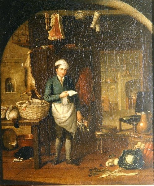 Interior da cozinha com um Manservant (óleo sobre tela) de J.H. Schack