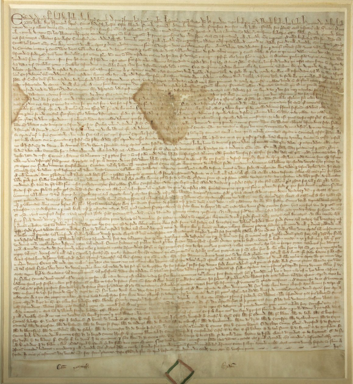 Uma cópia de 1297 da Carta Magna que está em exibição na Câmara dos Deputados do Parlamento de JJ Harrison