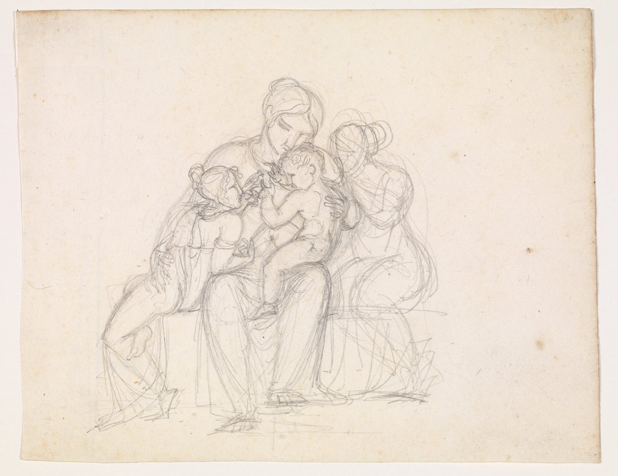 Grupo de figuras. Mulher e 3 filhos de J.L. Lund