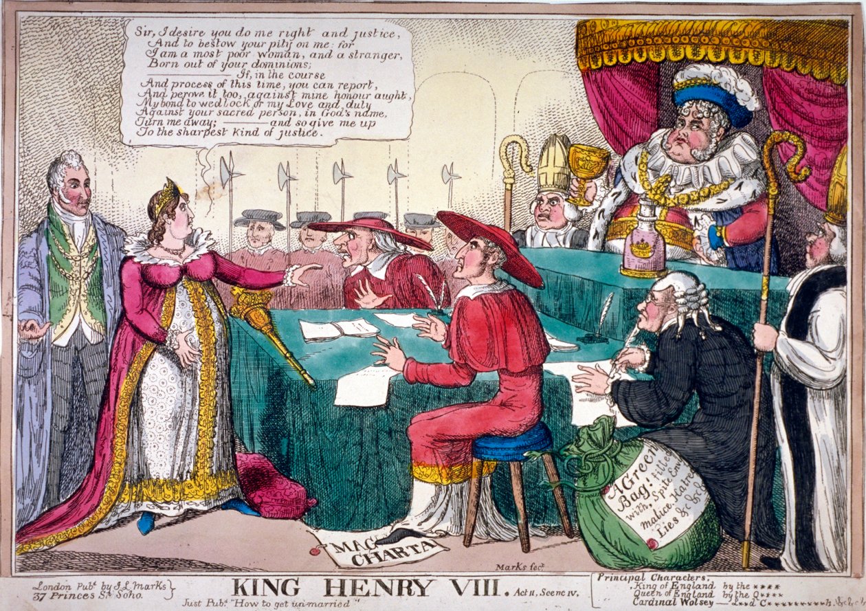 "Rei Henrique VIII, acto II, cena iv", c1820.                                                de JL Marks
