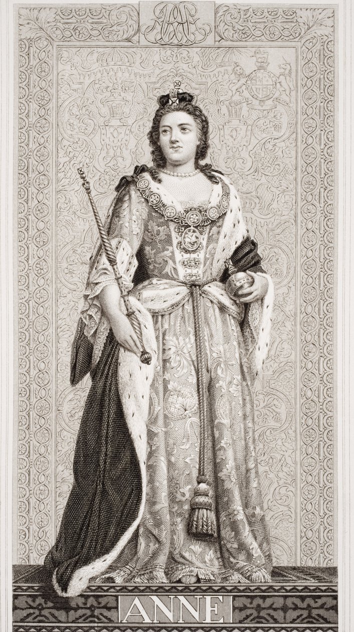 Rainha Ana (1665-1714) de "Ilustrações da História Escocesa e Inglesa", Volume II de J.L. Williams