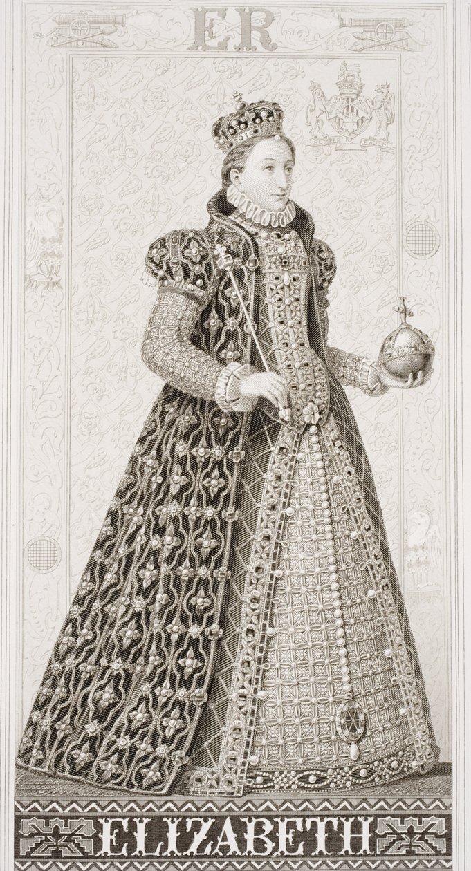 Rainha Elizabeth I (1533-1603) de "Ilustrações da História Escocesa e Inglesa" I de J.L. Williams
