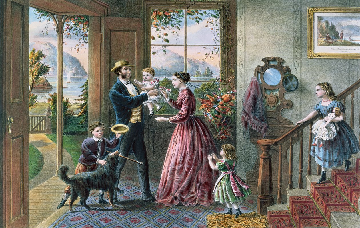 As Quatro Estações da Vida: Idade Média, "A Estação da Força" gravada por Parsons e Atwater, pub. por Currier e Ives, Nova York, 1868 (ver 87966, 87971) de N. and Ives, J.M. Currier
