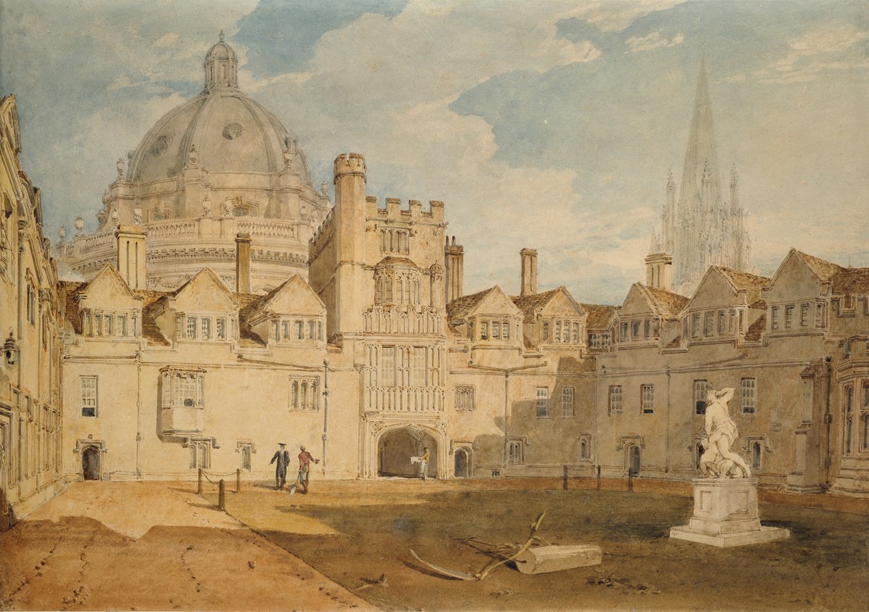 Uma Vista do Interior do Brazen Nose College Quadrangle, Oxford, 1803-1804 de Joseph Mallord William Turner