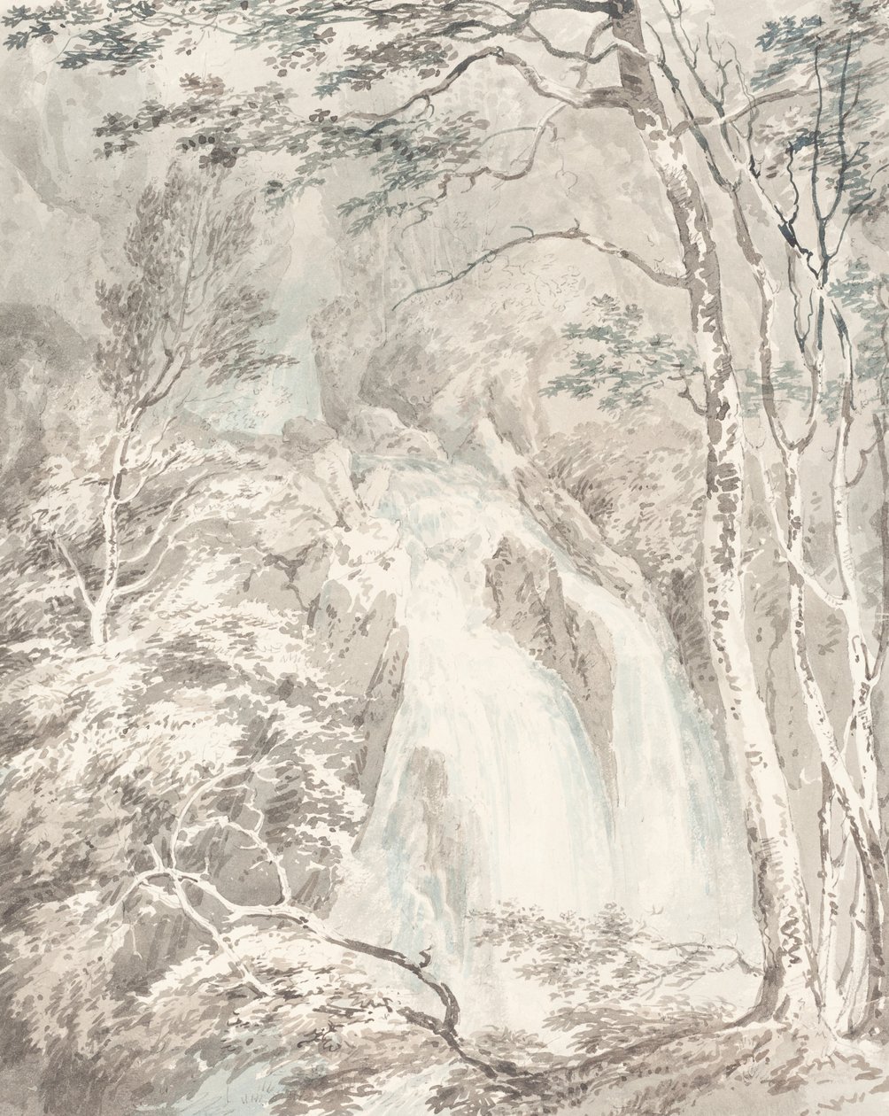 A Waterfall, 17951796. de Joseph Mallord William Turner
