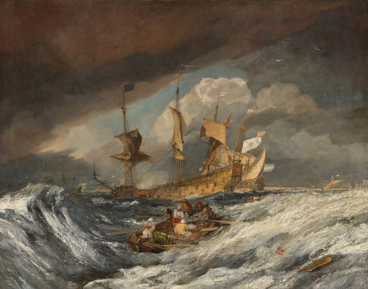 Barcos realizando âncoras para os homens de guerra holandeses, c. 1804. de Joseph Mallord William Turner